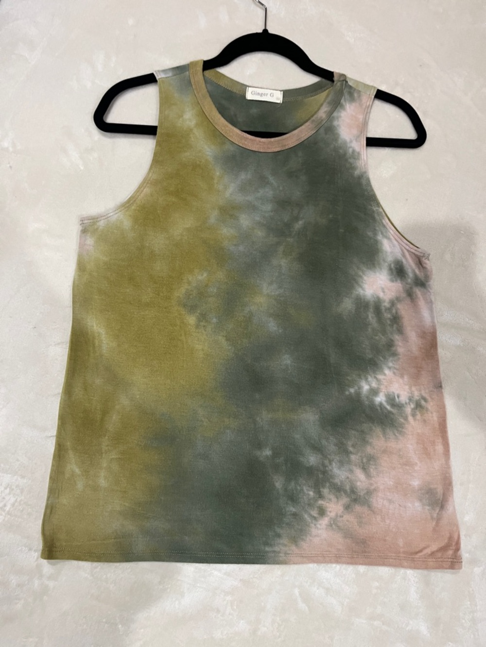Ginger G Olive Green, Dusty Rose & Moss Tie-Dye Tank
